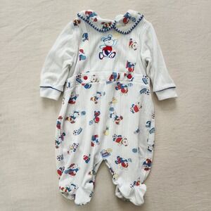 Vintage Sporty Animals Footed PJs 3-6 months